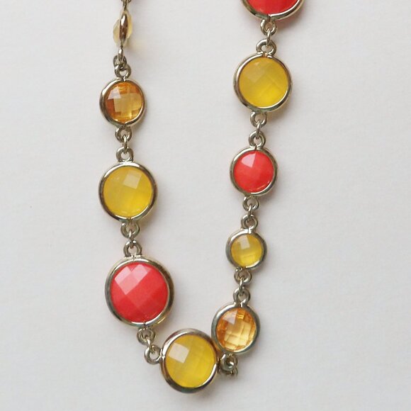 Anne Klein Bundle of 2 Long Strand Necklaces Blue Green & Orange Yellow Colors - Picture 5 of 7